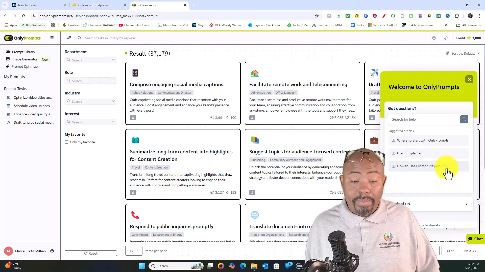 OnlyPrompts credit system explained with AI models and costs
