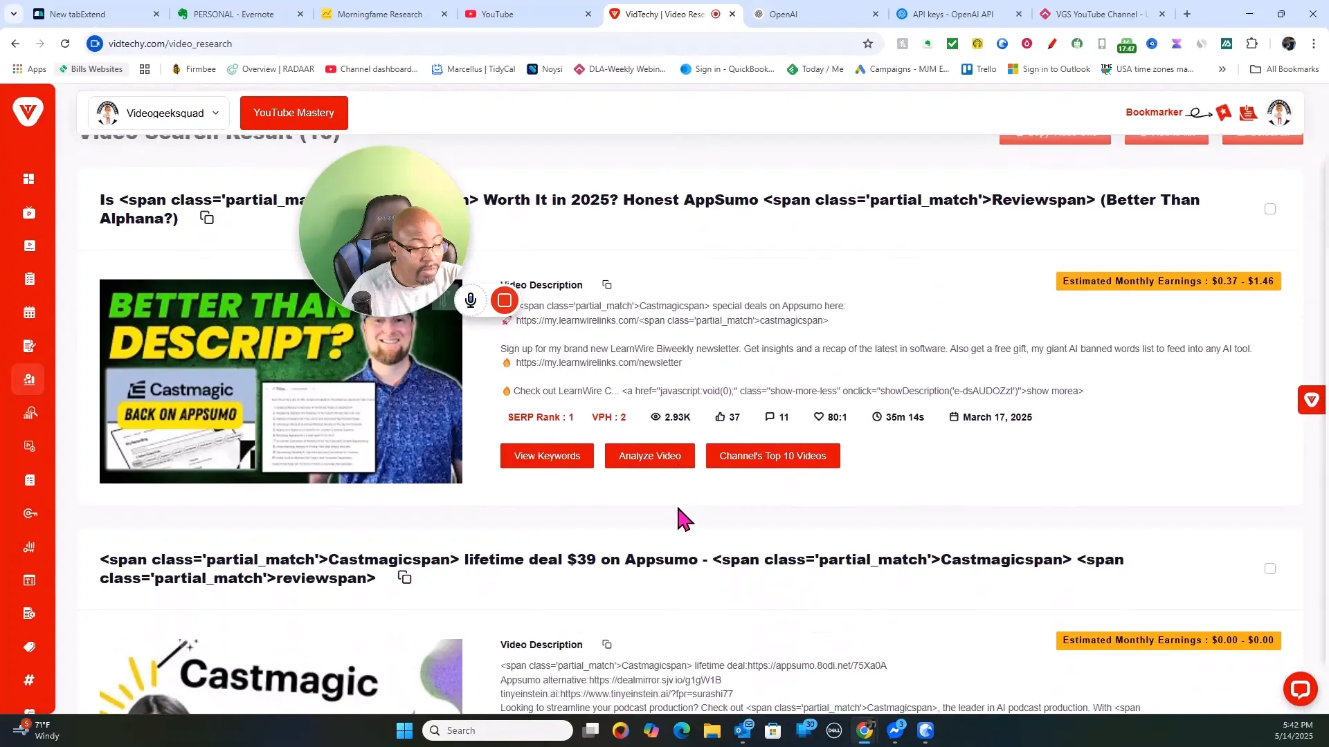 Vidtechy competitor analysis and video research