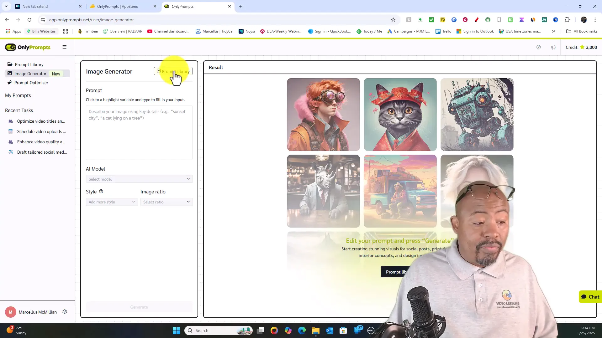 OnlyPrompts image generator with rendering and theme options
