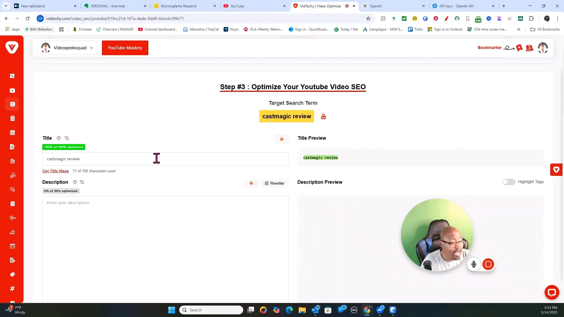 Vidtechy video title and description optimization tools