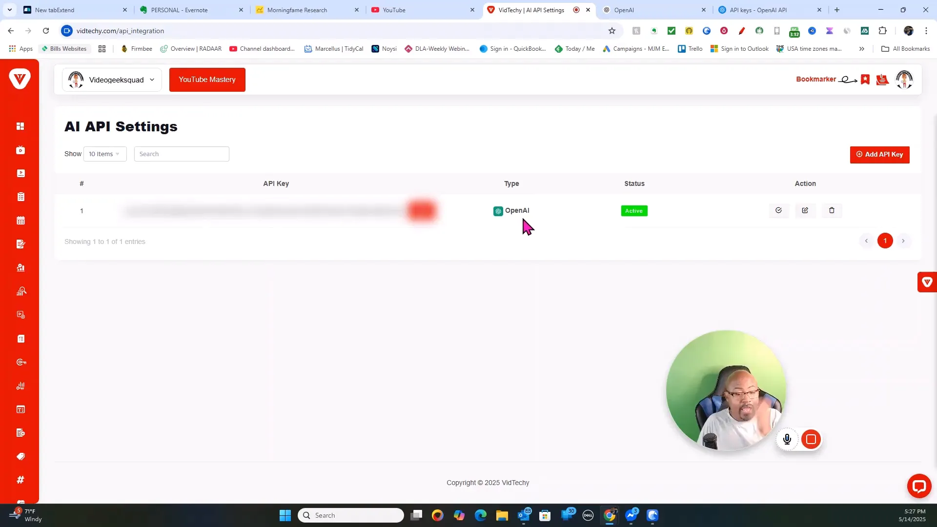 Vidtechy OpenAI API integration setup
